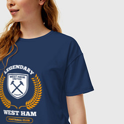 Футболка оверсайз женская Лого West Ham и надпись legendary football club, цвет: тёмно-синий — фото 2