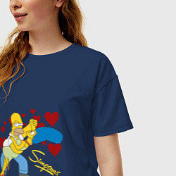Футболка оверсайз женская Гомер и Мардж Симпсон, цвет: тёмно-синий — фото 2