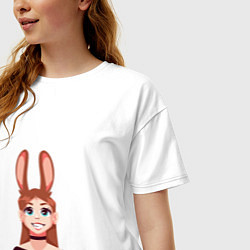 Футболка оверсайз женская Girl - Bunny, цвет: белый — фото 2