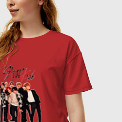 Футболка оверсайз женская Bang Chan Lee Know Changbin Hyunjin Han Felix Seun, цвет: красный — фото 2