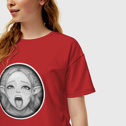 Футболка оверсайз женская Ахегао эльфийка, цвет: красный — фото 2