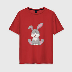 Футболка оверсайз женская Милашка - Кролик, цвет: красный