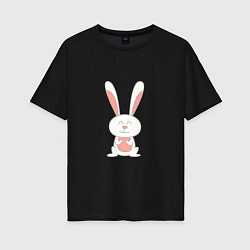 Футболка оверсайз женская Smiling Rabbit, цвет: черный