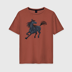 Футболка оверсайз женская Лошадь мустанг, цвет: кирпичный