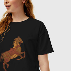 Футболка оверсайз женская Стимпанк-лошадь, цвет: черный — фото 2