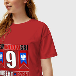 Футболка оверсайз женская Роберт Левандовски сборная Польши, цвет: красный — фото 2