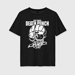 Футболка оверсайз женская FFDP skull, цвет: черный