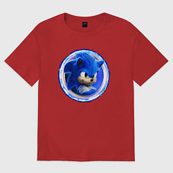 Футболка оверсайз женская Суперский ежик Соник, цвет: красный