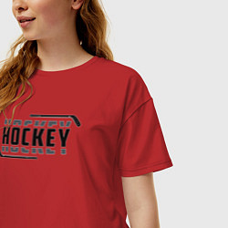 Футболка оверсайз женская Hockey лого, цвет: красный — фото 2
