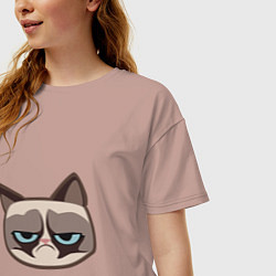 Футболка оверсайз женская Мем недовольный кот, цвет: пыльно-розовый — фото 2