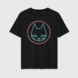 Футболка оверсайз женская Stray logo neon, цвет: черный