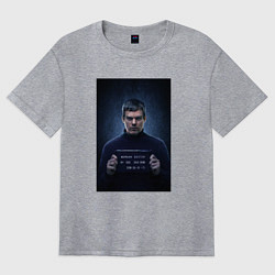 Футболка оверсайз женская Декстер с табличкой, цвет: меланж