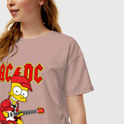 Футболка оверсайз женская AC DC Барт Симпсон, цвет: пыльно-розовый — фото 2