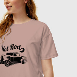 Футболка оверсайз женская Hot Rod - Car - Retro, цвет: пыльно-розовый — фото 2