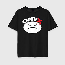 Футболка оверсайз женская Onyx logo white, цвет: черный