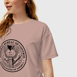 Футболка оверсайз женская Федеральное Бюро Контроля, цвет: пыльно-розовый — фото 2