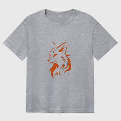 Футболка оверсайз женская Голова лисы, цвет: меланж