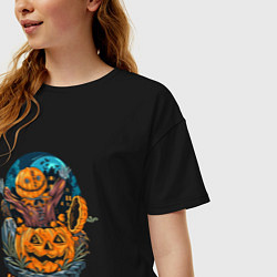 Футболка оверсайз женская Halloween Scarecrow, цвет: черный — фото 2