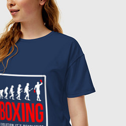 Футболка оверсайз женская Boxing evolution its revolution, цвет: тёмно-синий — фото 2