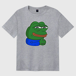 Футболка оверсайз женская Лягушонок Пепе хитрый, цвет: меланж
