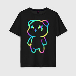 Футболка оверсайз женская Cool neon bear, цвет: черный