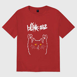 Футболка оверсайз женская Blink 182 rock cat, цвет: красный