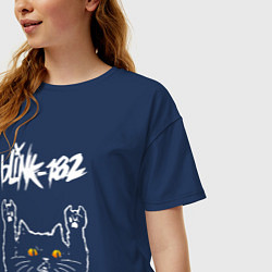 Футболка оверсайз женская Blink 182 rock cat, цвет: тёмно-синий — фото 2