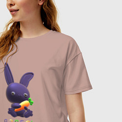 Футболка оверсайз женская Синий кролик с морковкой: я здесь, цвет: пыльно-розовый — фото 2
