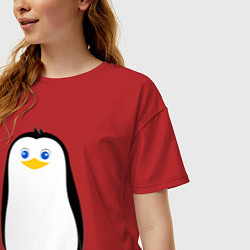 Футболка оверсайз женская Красивый пингвин, цвет: красный — фото 2