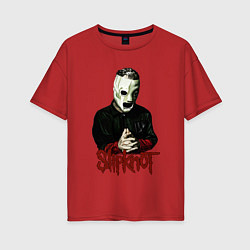 Футболка оверсайз женская Slipknot mask, цвет: красный