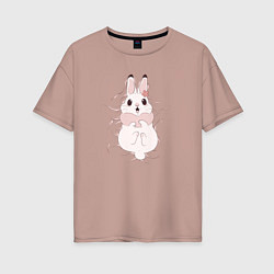 Футболка оверсайз женская Cute white rabbit, цвет: пыльно-розовый