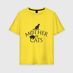 Футболка оверсайз женская Мать котов, цвет: желтый