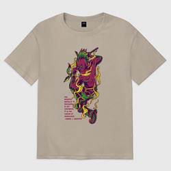 Футболка оверсайз женская Индеец с копьём, цвет: миндальный