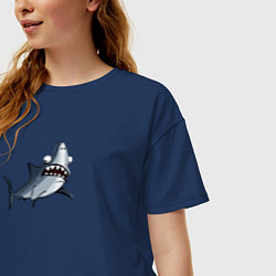 Футболка оверсайз женская Удивлённая акула, цвет: тёмно-синий — фото 2
