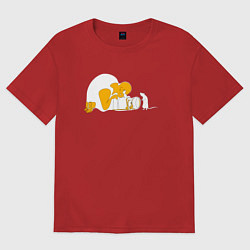 Футболка оверсайз женская Оператор и мышь, цвет: красный