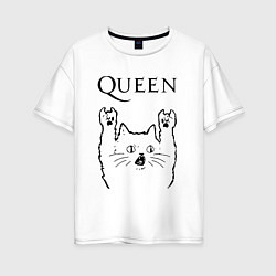 Футболка оверсайз женская Queen - rock cat, цвет: белый