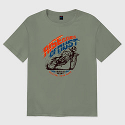 Футболка оверсайз женская Мотоцикл поднимает облака пыли, цвет: авокадо