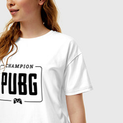 Футболка оверсайз женская PUBG gaming champion: рамка с лого и джойстиком, цвет: белый — фото 2