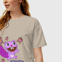 Футболка оверсайз женская Toothy trap, цвет: миндальный — фото 2