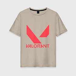 Футболка оверсайз женская Valorant - logo, цвет: миндальный
