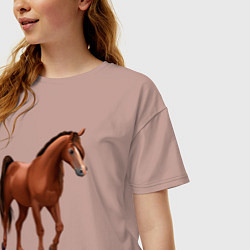 Футболка оверсайз женская Тракененская лошадь, цвет: пыльно-розовый — фото 2