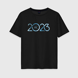 Футболка оверсайз женская 2023 Новый год, цвет: черный