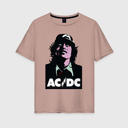 Футболка оверсайз женская Angus young - ACDC, цвет: пыльно-розовый