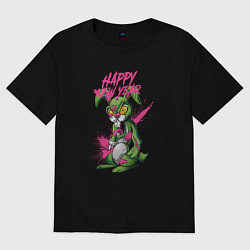 Женская футболка оверсайз Zombie rabbit New year