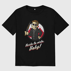 Футболка оверсайз женская Vault boy - terminator, цвет: черный