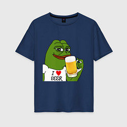 Футболка оверсайз женская Drink Pepe, цвет: тёмно-синий