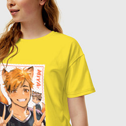 Футболка оверсайз женская Мия Атсуму - Волейбол, цвет: желтый — фото 2