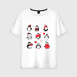 Женская футболка оверсайз Positive penguins