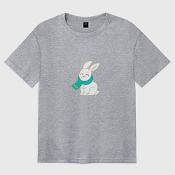 Футболка оверсайз женская Милый кролик - символ 2023 года, цвет: меланж