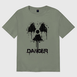 Футболка оверсайз женская Danger radiation symbol, цвет: авокадо